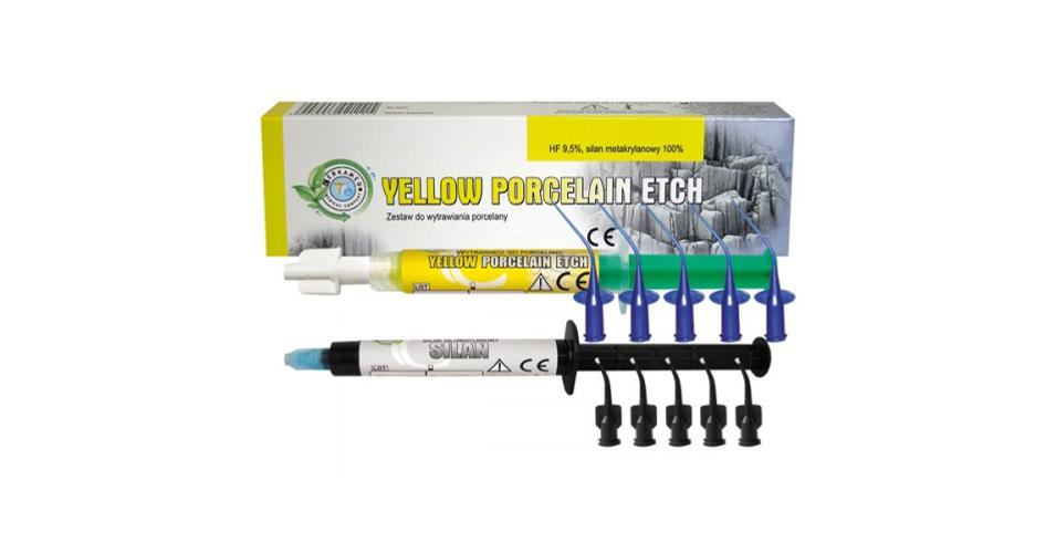 Sárga porcelán ragasztó és porcelán javító sav + silan / Yellow